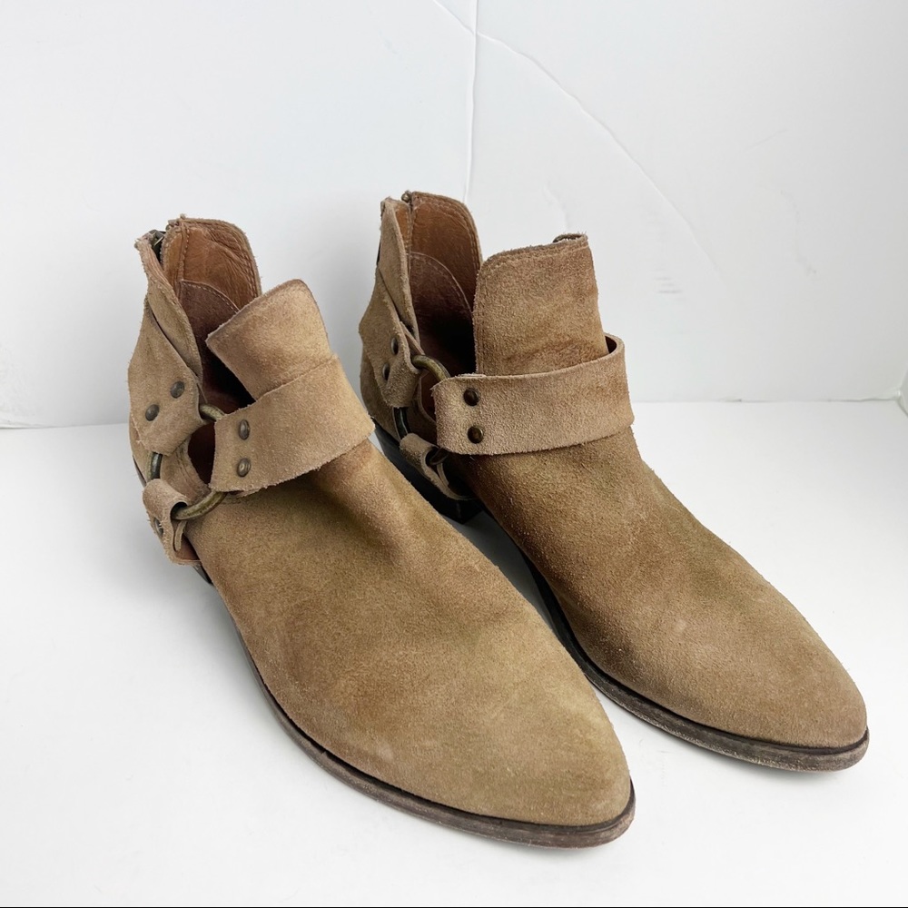 Frye tan leather Harness ankle boots